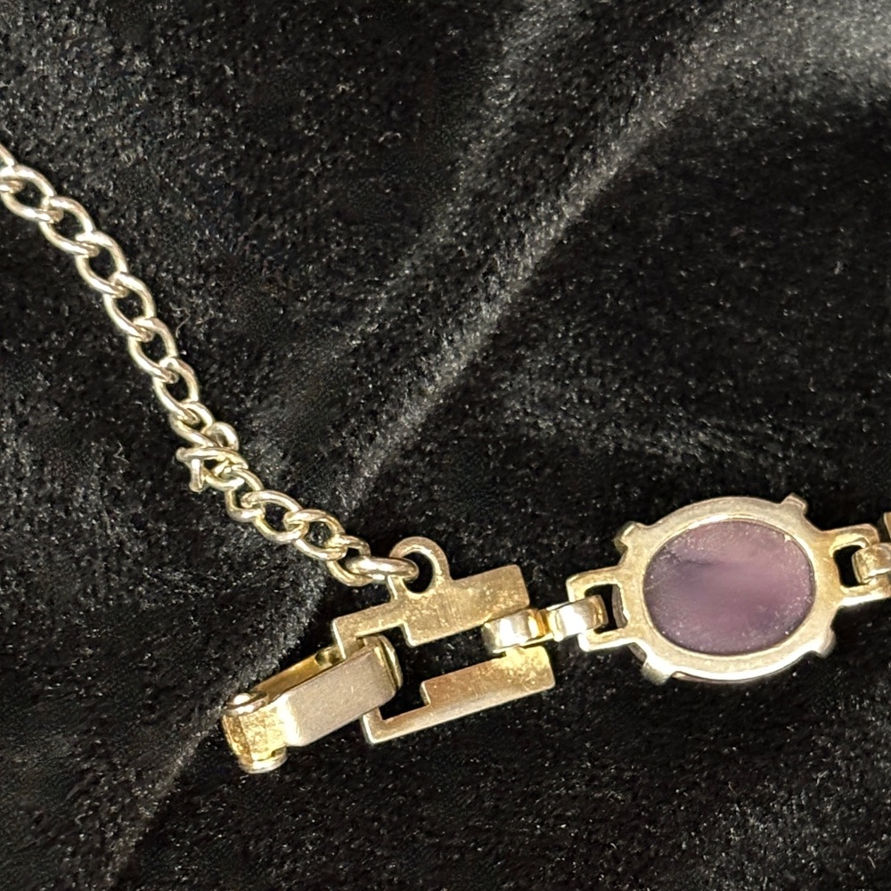 Pastel multi stone gold bracelet with security chain clasp 7" long - Picture 9 of 10